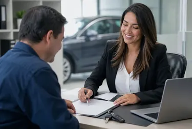 Profissional realizando licenciamento de veículo.